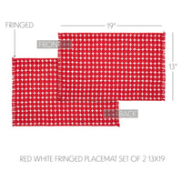 Thumbnail for Gallen Red White Placemat Set of 2 Fringed 13x19 - The Fox Decor