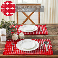 Thumbnail for Gallen Red White Placemat Set of 2 Fringed 13x19 - The Fox Decor