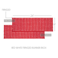 Gallen Red White Runner Fringed 8x24 - The Fox Decor