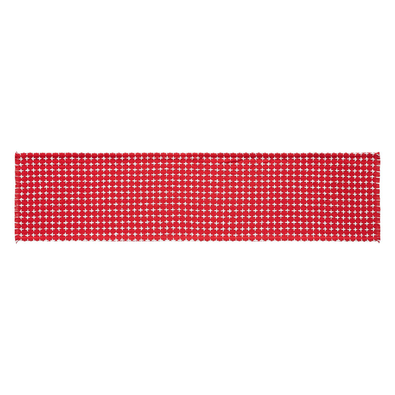 Gallen Red White Runner Fringed 12x48 - The Fox Decor