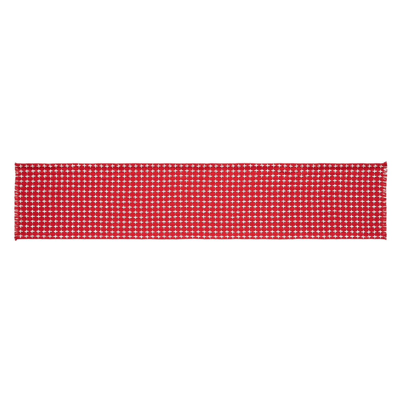 Gallen Red White Runner Fringed 12x60 - The Fox Decor