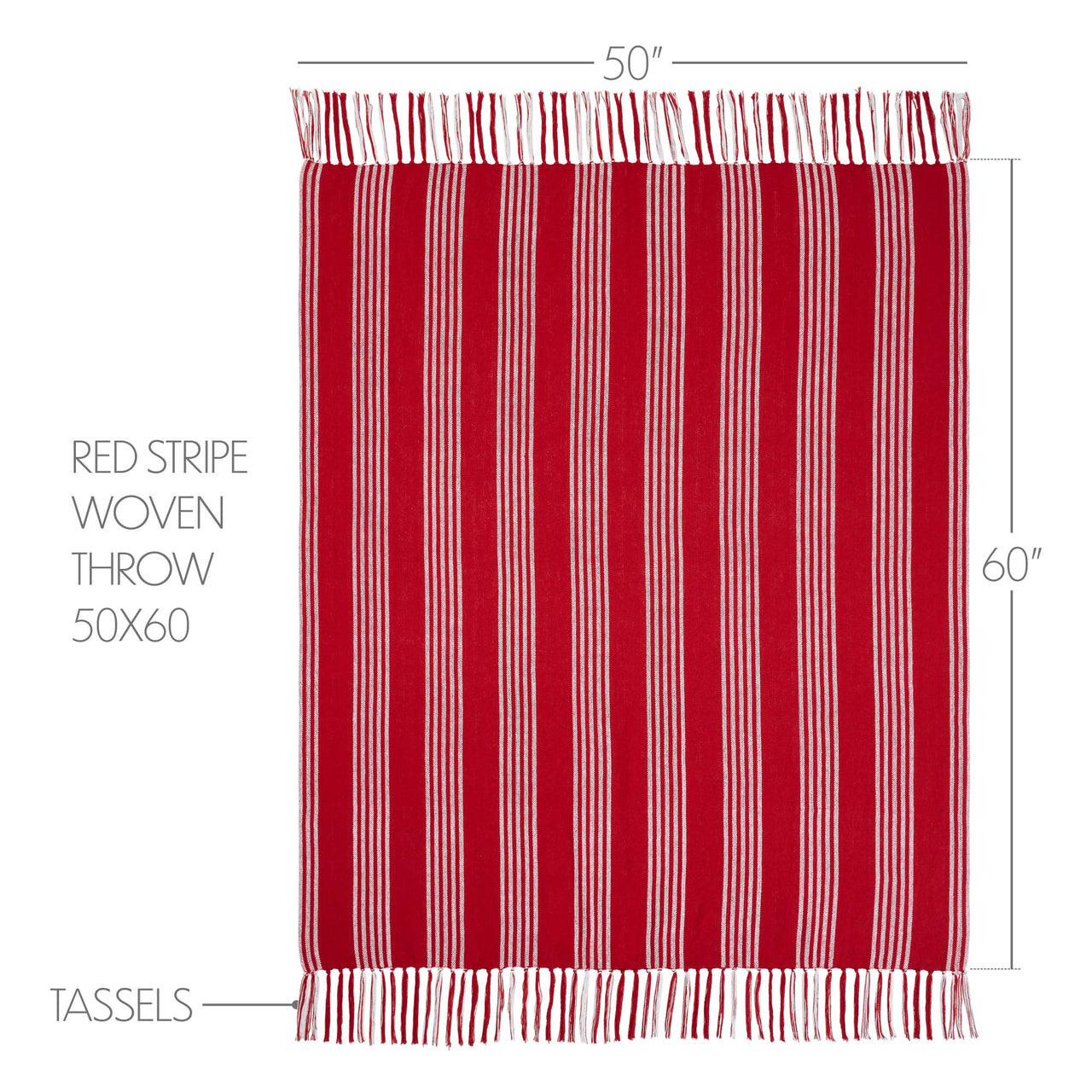 Arendal Red Stripe Woven Throw 50"x60" VHC Brands - The Fox Decor
