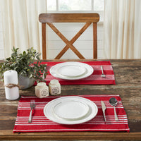 Thumbnail for Arendal Red Stripe Placemat Set of 2 Fringed 13x19 - The Fox Decor