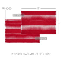Thumbnail for Arendal Red Stripe Placemat Set of 2 Fringed 13x19 - The Fox Decor