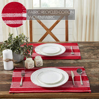 Thumbnail for Arendal Red Stripe Placemat Set of 2 Fringed 13x19 - The Fox Decor