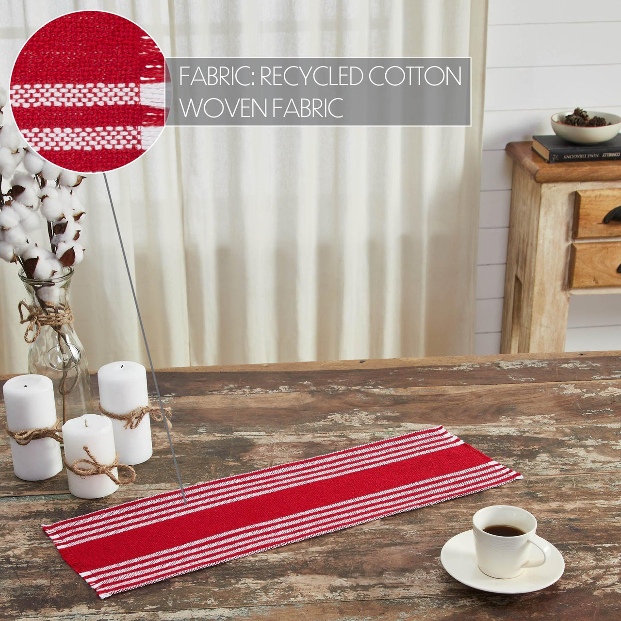 Arendal Red Stripe Runner Fringed 8x24 - The Fox Decor