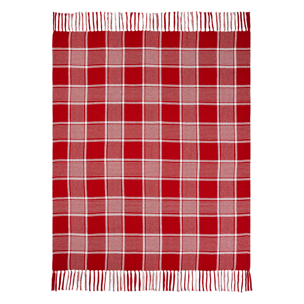 Eston Red White Plaid Woven Throw 50"x60" VHC Brands