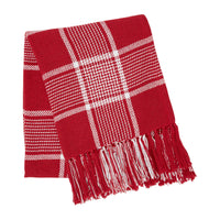 Thumbnail for Eston Red White Plaid Woven Throw 50