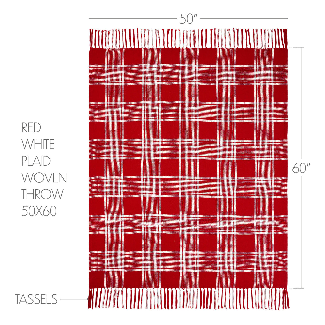 Eston Red White Plaid Woven Throw 50"x60" VHC Brands