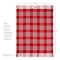 Thumbnail for Eston Red White Plaid Woven Throw 50