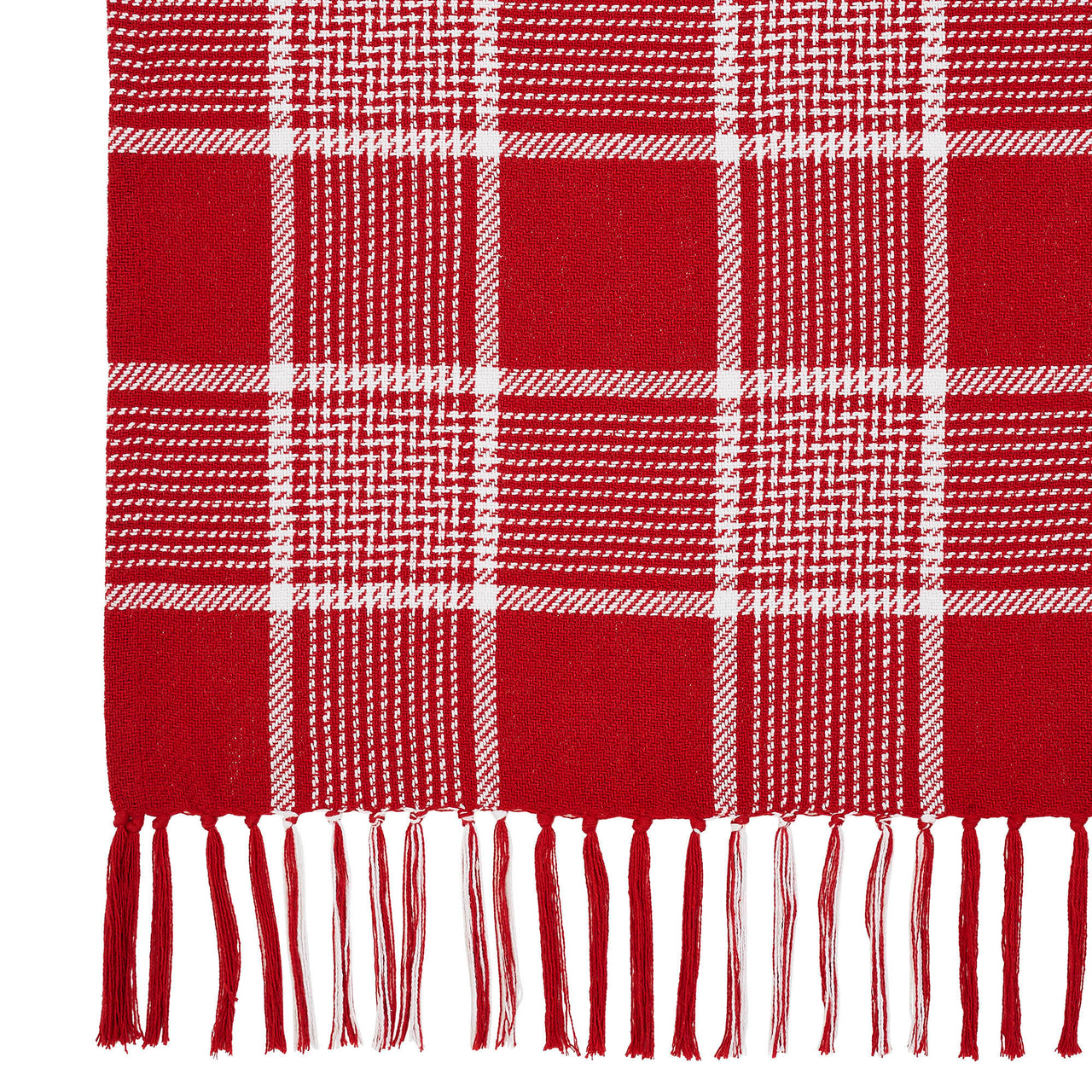 Eston Red White Plaid Woven Throw 50"x60" VHC Brands