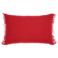 Thumbnail for Eston Red White Plaid Pillow Fringed 14x22 - The Fox Decor