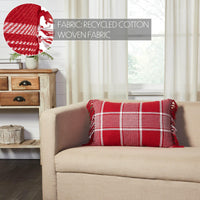 Thumbnail for Eston Red White Plaid Pillow Fringed 14x22 - The Fox Decor