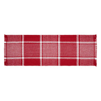 Eston Red White Plaid Runner Fringed 8x24 - The Fox Decor