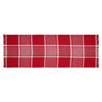 Eston Red White Plaid Runner Fringed 12x36 - The Fox Decor