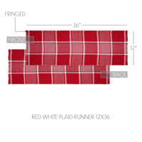Eston Red White Plaid Runner Fringed 12x36 - The Fox Decor