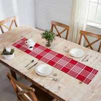 Eston Red White Plaid Runner Fringed 12x60 - The Fox Decor