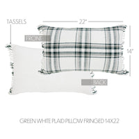 Harper Plaid Green White Pillow Fringed 14x22 - The Fox Decor