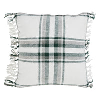 Harper Plaid Green White Pillow Fringed 12x12 - The Fox Decor