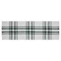 Harper Plaid Green White Runner Fringed 8x24 - The Fox Decor