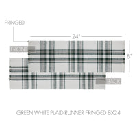 Harper Plaid Green White Runner Fringed 8x24 - The Fox Decor