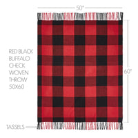 Thumbnail for Harper Red Black Buffalo Check Woven Throw 50