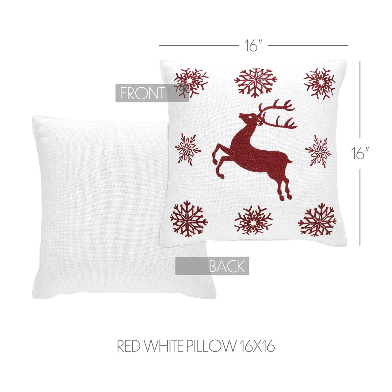 Scandia Snowflake Red White Pillow 16x16 - The Fox Decor