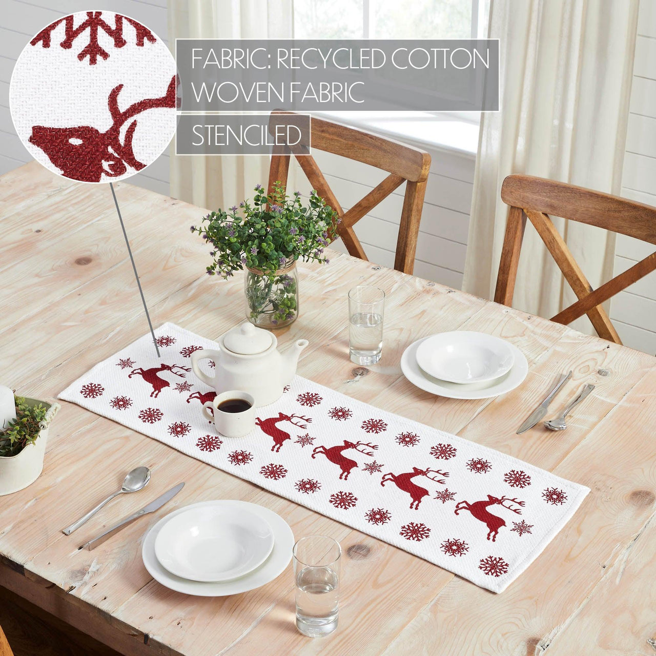 Scandia Snowflake Red White Runner 12x36 - The Fox Decor