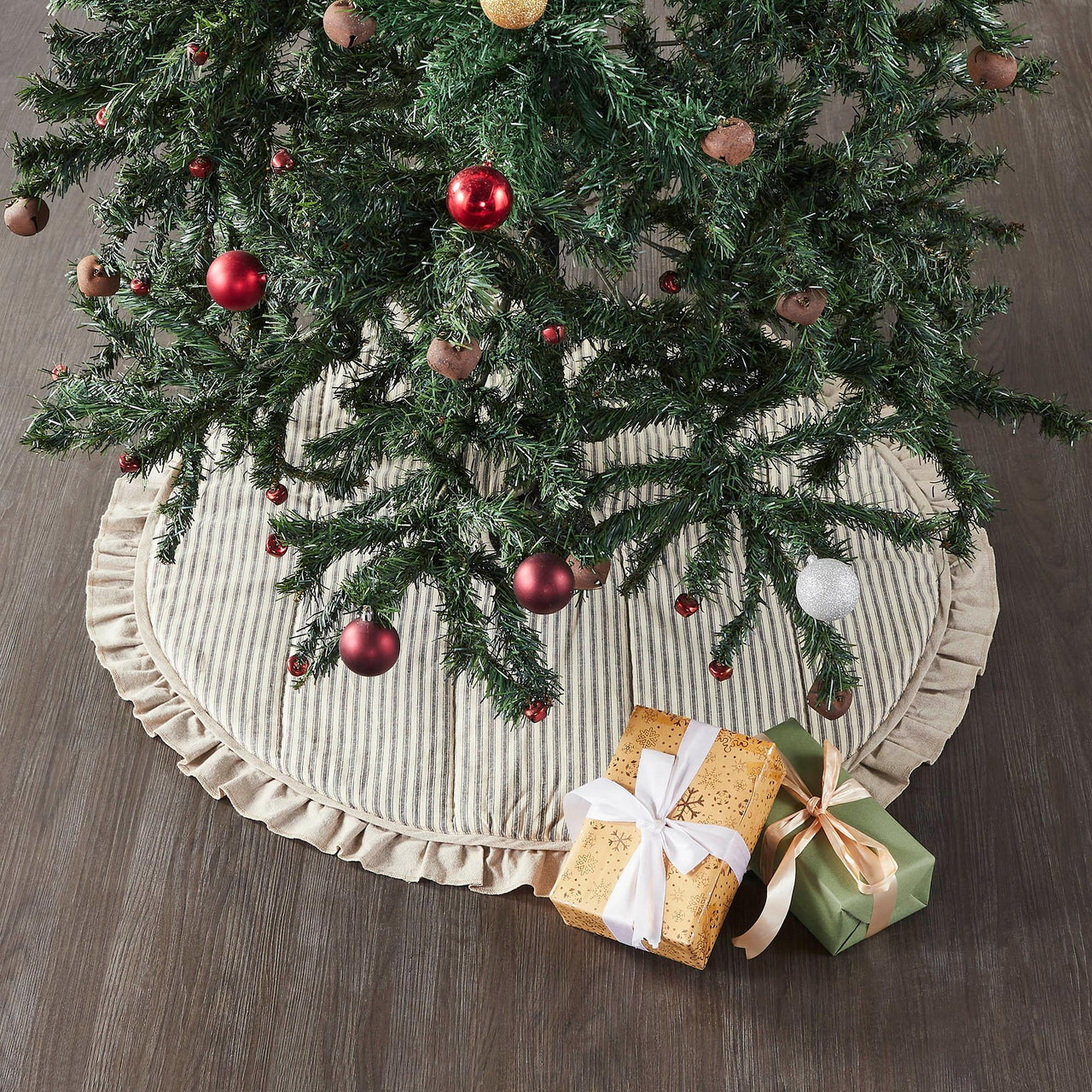 Sawyer Mill Charcoal Ticking Stripe Tree Skirt 36 - The Fox Decor