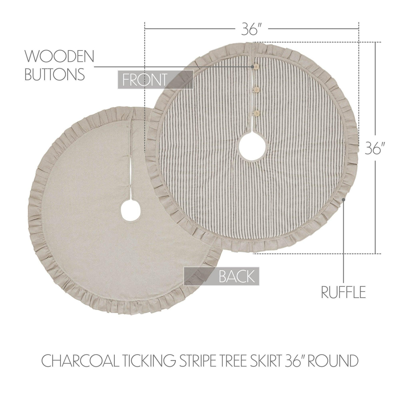 Sawyer Mill Charcoal Ticking Stripe Tree Skirt 36 - The Fox Decor