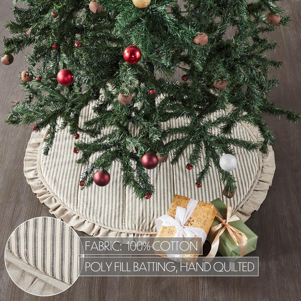 Sawyer Mill Charcoal Ticking Stripe Tree Skirt 36 - The Fox Decor
