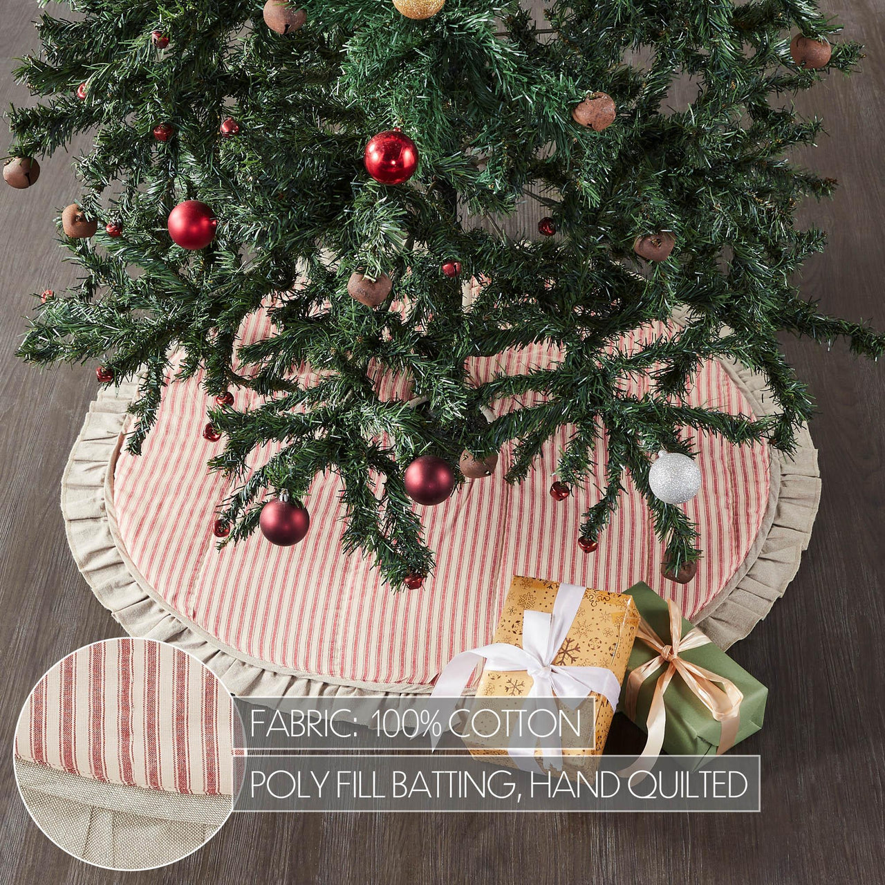 Sawyer Mill Red Ticking Stripe Tree Skirt 36 - The Fox Decor