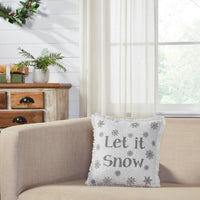 Yuletide Burlap Antique White Snowflake Let It Snow Pillow 12x12 - The Fox Decor