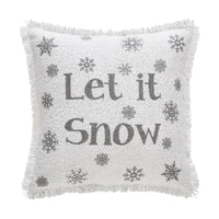Yuletide Burlap Antique White Snowflake Let It Snow Pillow 12x12 - The Fox Decor