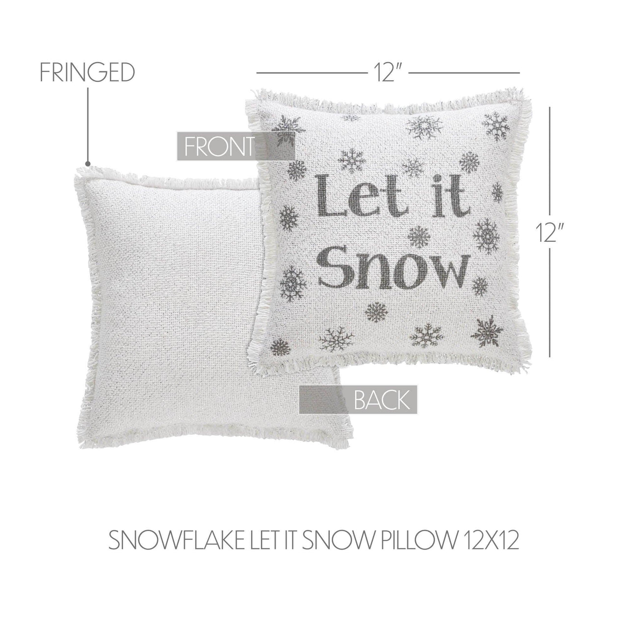 Yuletide Burlap Antique White Snowflake Let It Snow Pillow 12x12 - The Fox Decor