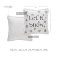 Yuletide Burlap Antique White Snowflake Let It Snow Pillow 12x12 - The Fox Decor