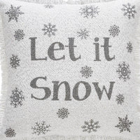 Yuletide Burlap Antique White Snowflake Let It Snow Pillow 12x12 - The Fox Decor