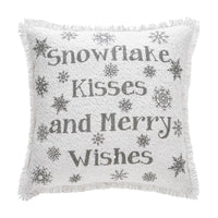 Yuletide Burlap Antique White Snowflake Kisses Pillow 12x12 - The Fox Decor