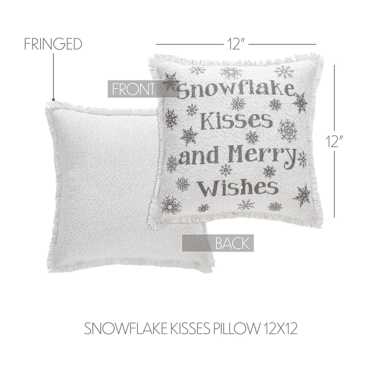 Yuletide Burlap Antique White Snowflake Kisses Pillow 12x12 - The Fox Decor