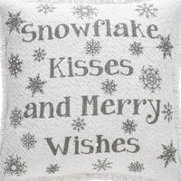 Yuletide Burlap Antique White Snowflake Kisses Pillow 12x12 - The Fox Decor
