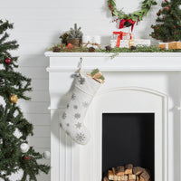 Thumbnail for Yuletide Burlap Antique White Snowflake Stocking 12x20 - The Fox Decor