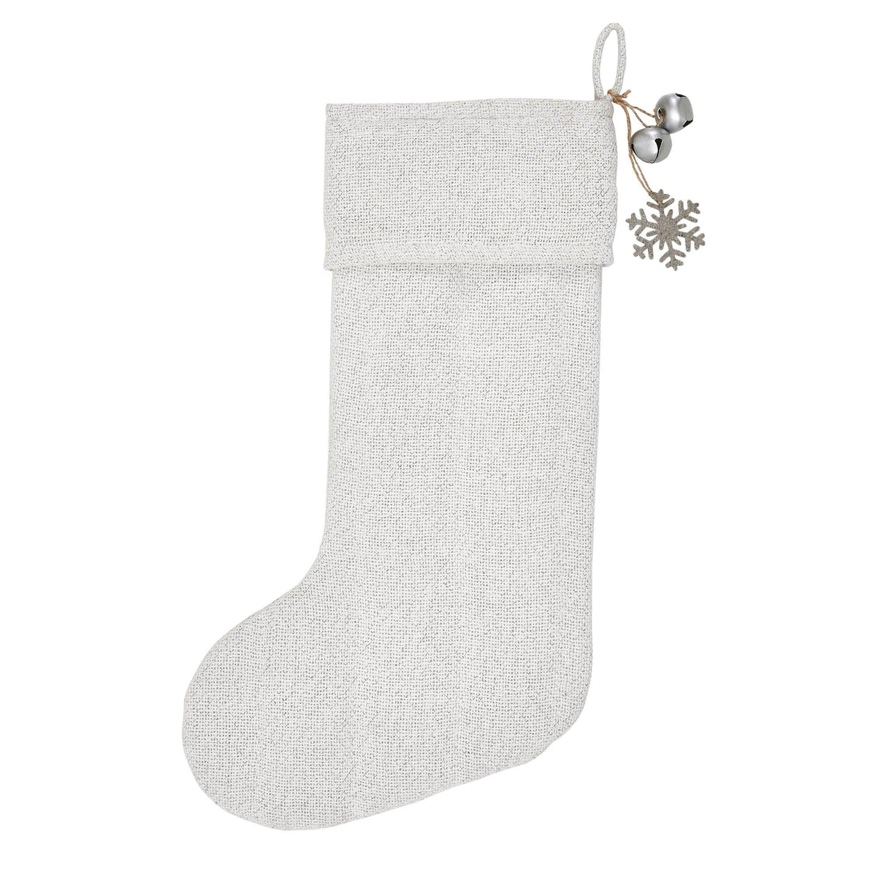 Yuletide Burlap Antique White Snowflake Stocking 12x20 - The Fox Decor