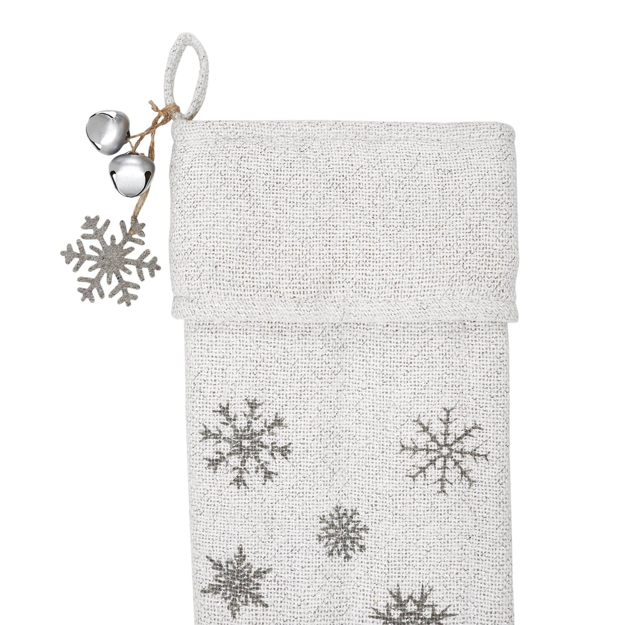 Yuletide Burlap Antique White Snowflake Stocking 12x20 - The Fox Decor