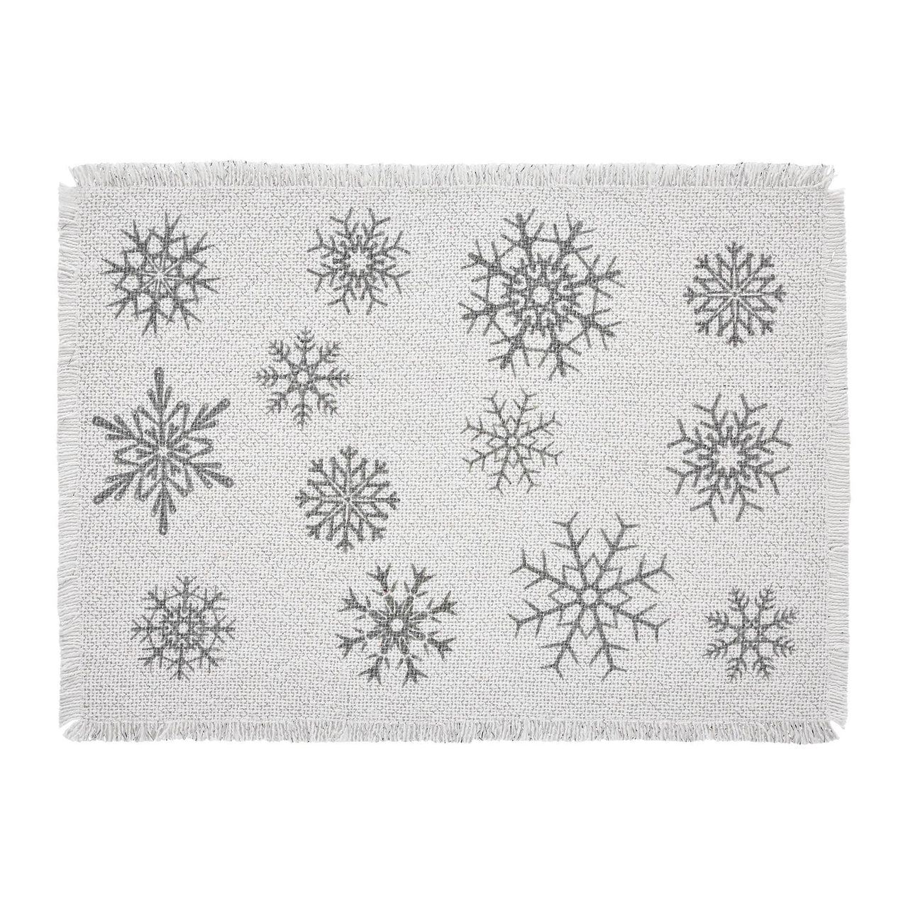 Yuletide Burlap Antique White Snowflake Placemat Set of 2 13x19 - The Fox Decor
