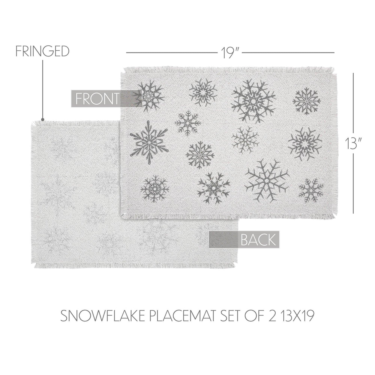 Yuletide Burlap Antique White Snowflake Placemat Set of 2 13x19 - The Fox Decor