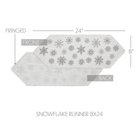 Yuletide Burlap Antique White Snowflake Runner 8x24 - The Fox Decor