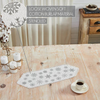 Yuletide Burlap Antique White Snowflake Runner 8x24 - The Fox Decor