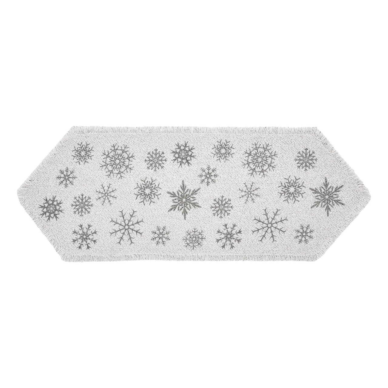 Yuletide Burlap Antique White Snowflake Runner 12x36 - The Fox Decor