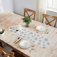 Yuletide Burlap Antique White Snowflake Runner 12x48 - The Fox Decor