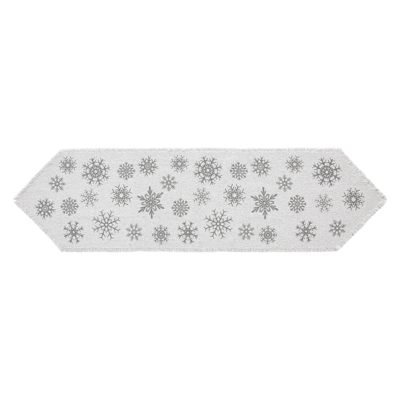 Yuletide Burlap Antique White Snowflake Runner 12x48 - The Fox Decor